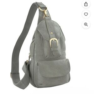AmeriLeather Leather Gryllis Sling BackPack Gray‎